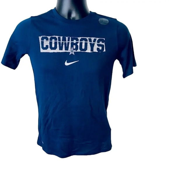 NEW Nike Dri Fit Dallas Cowboys Icon T-Shirt Short Sleeves Blue Youth Medium - Picture 1 of 8